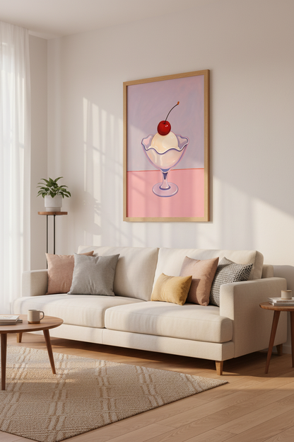 Pastel Food Wall Art Print | Ice Cream Kitchen Decor | Aesthetic Retro Poster