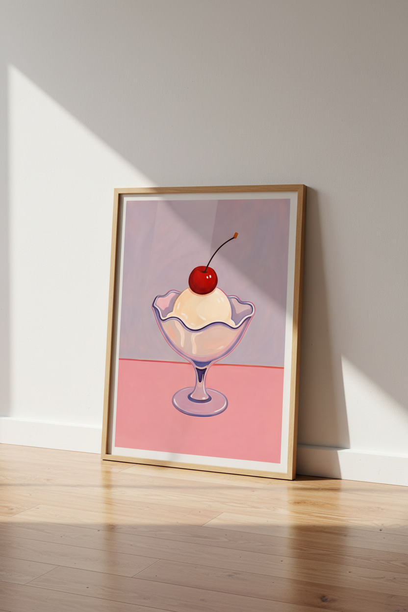 Pastel Food Wall Art Print | Ice Cream Kitchen Decor | Aesthetic Retro Poster