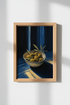 Mediterranean Olive branch Art Print | Moody Blue Still Life, Kitchen Decor Poster