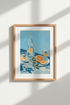 Mediterranean Kitchen Wall Art Print | Citrus Still Life Blue & Orange Interior Decor