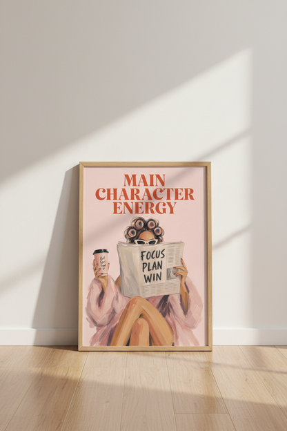 Main Character Energy Print | Trendy Pink Aesthetic Wall Art | Modern Bedroom Decor Poster