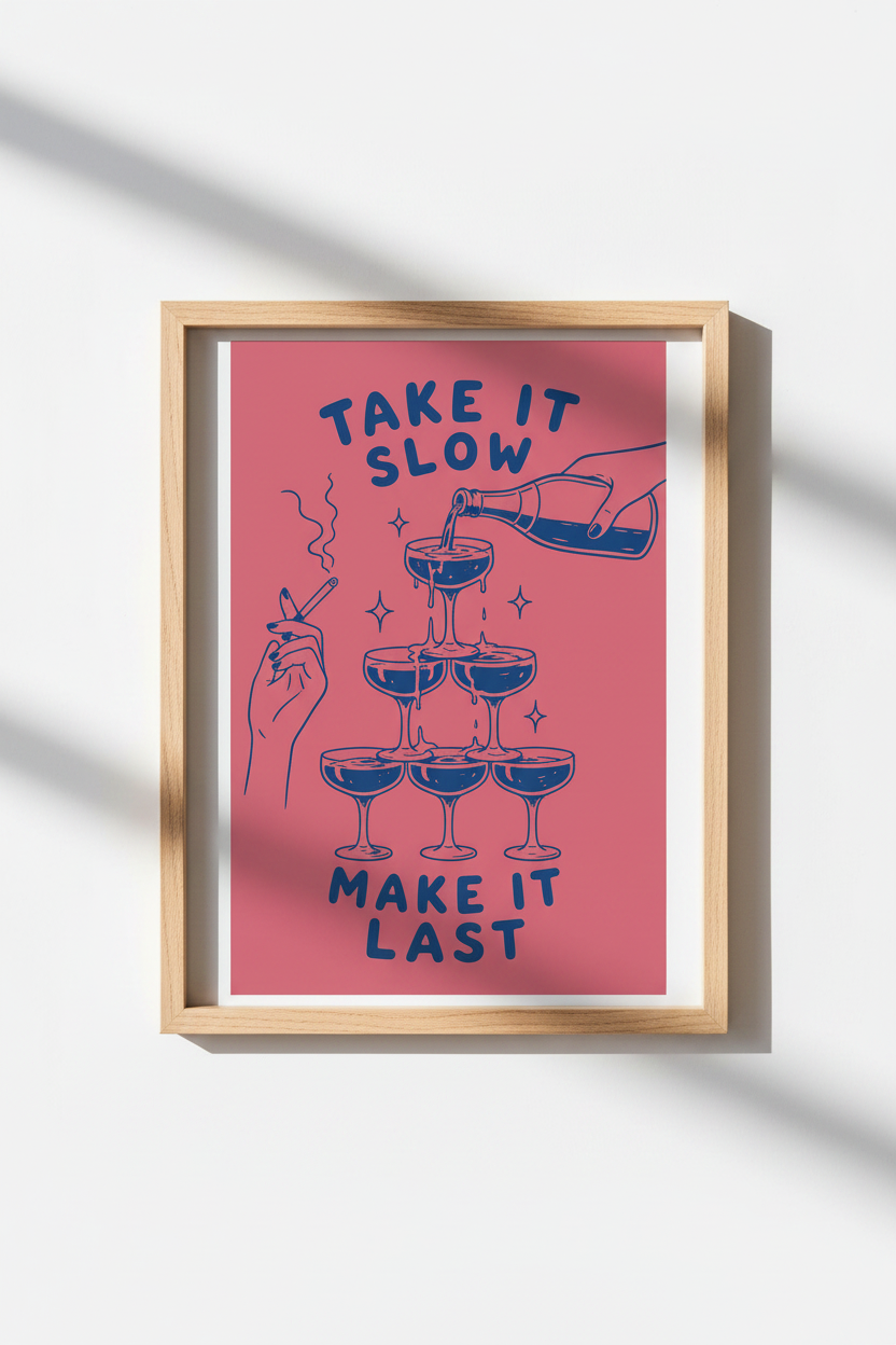 Champagne Wall Art Print | Living Room Decor | Modern Poster