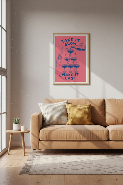 Champagne Wall Art Print | Living Room Decor | Modern Poster