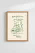 Breakfast Wall Art | Green Line Cat Illustration, Cozy Kitchen Décor