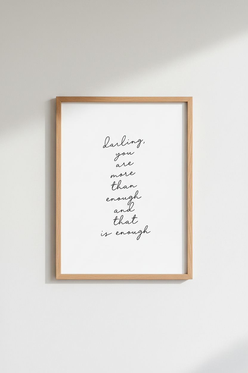 Inspirational Quote Wall Art Print | Minimalist Decor | You Are Enough Poster
