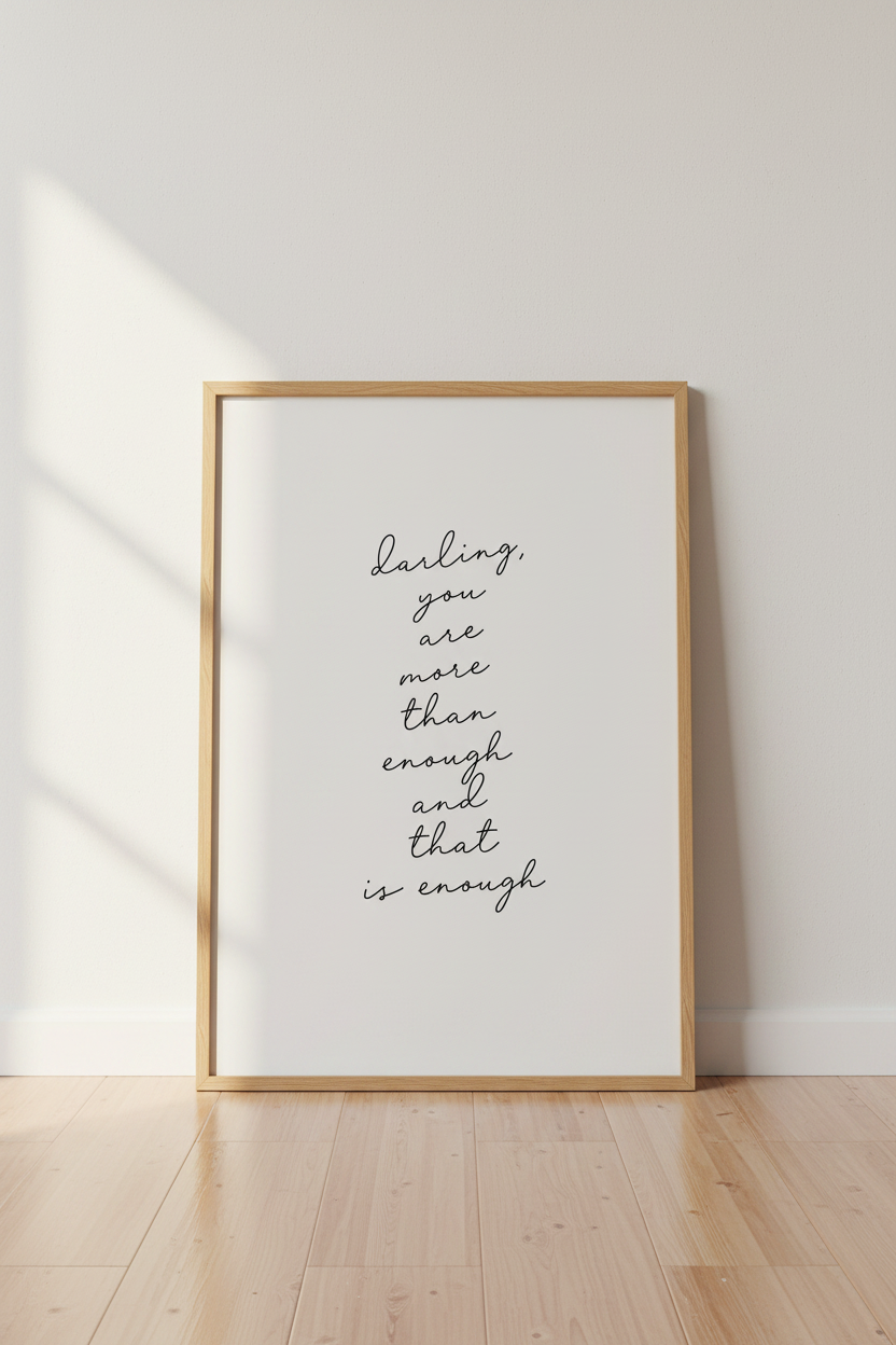 Inspirational Quote Wall Art Print | Minimalist Decor | You Are Enough Poster