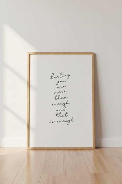 Inspirational Quote Wall Art Print | Minimalist Decor | You Are Enough Poster