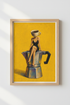 Surreal Coffee Art Print | Modern Kitchen Decor | Whimsical Moka Pot Poster