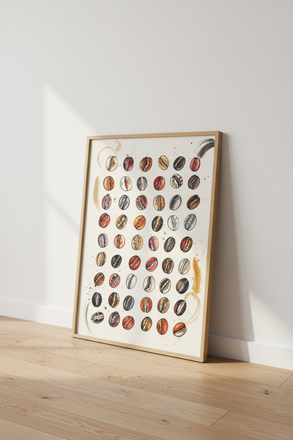 Coffee Bean Watercolor Print | Kitchen Wall Art | Rustic Cafe Poster