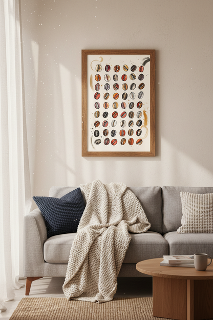 Coffee Bean Watercolor Print | Kitchen Wall Art | Rustic Cafe Poster