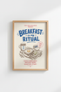 Kitchen Food Poster | Breakfast Ritual Wall Art Print, Retro Cafe Decor