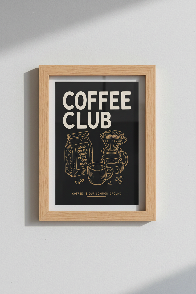 coffee wall art | Chalkboard Brew Poster, Minimal Kitchen Decor