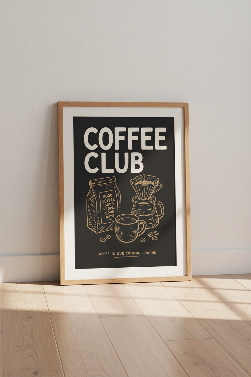 coffee wall art | Chalkboard Brew Poster, Minimal Kitchen Decor