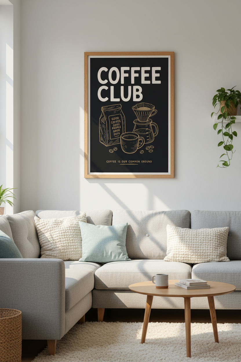 coffee wall art | Chalkboard Brew Poster, Minimal Kitchen Decor