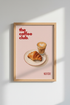 Coffee and Croissant Wall Art Print | Kitchen Decor | Pink Aesthetic Poster