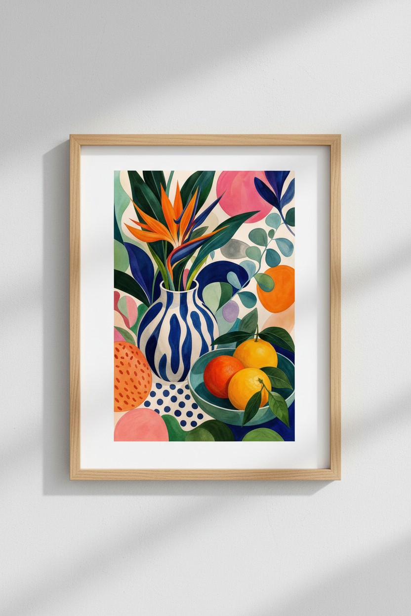 Tropical Still Life | Bold Colors, Living Room Decor