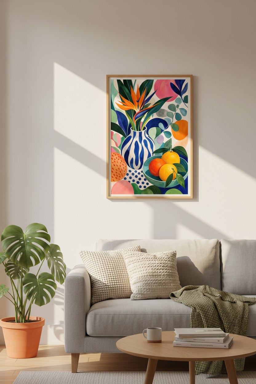 Tropical Still Life | Bold Colors, Living Room Decor