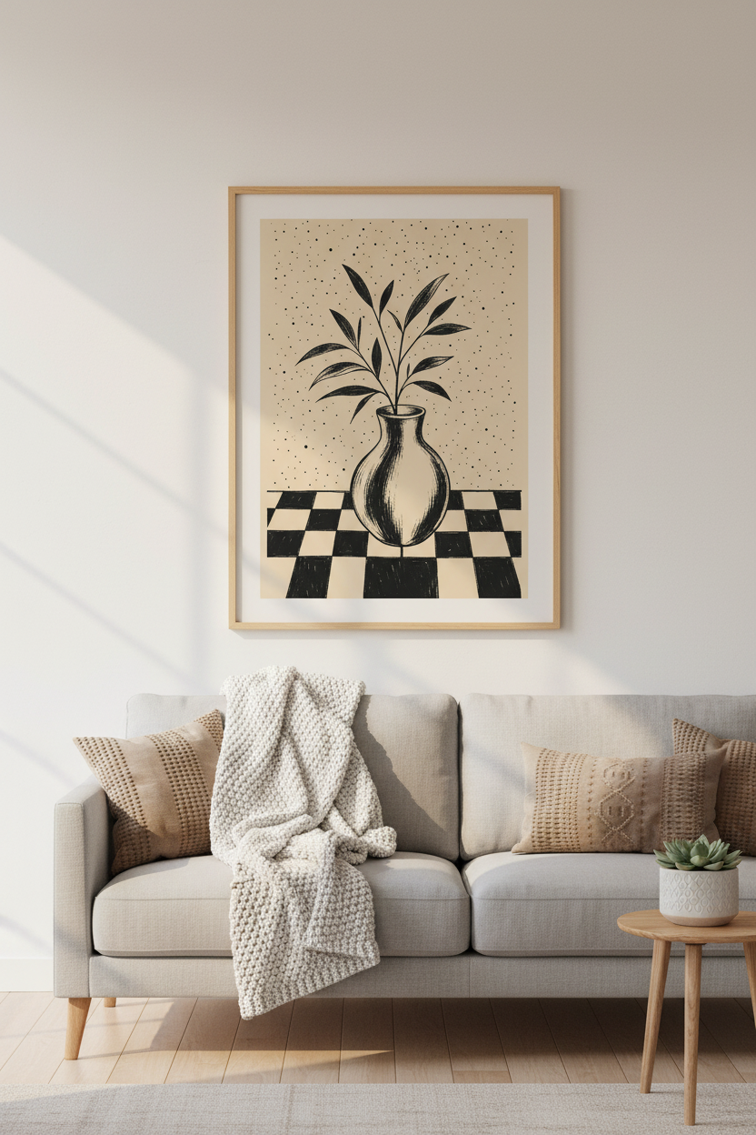 Minimalist Vase Botanical Wall Art Print | Boho Living Room Decor | Neutral Modern Poster