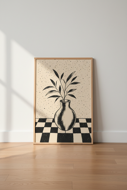 Minimalist Vase Botanical Wall Art Print | Boho Living Room Decor | Neutral Modern Poster