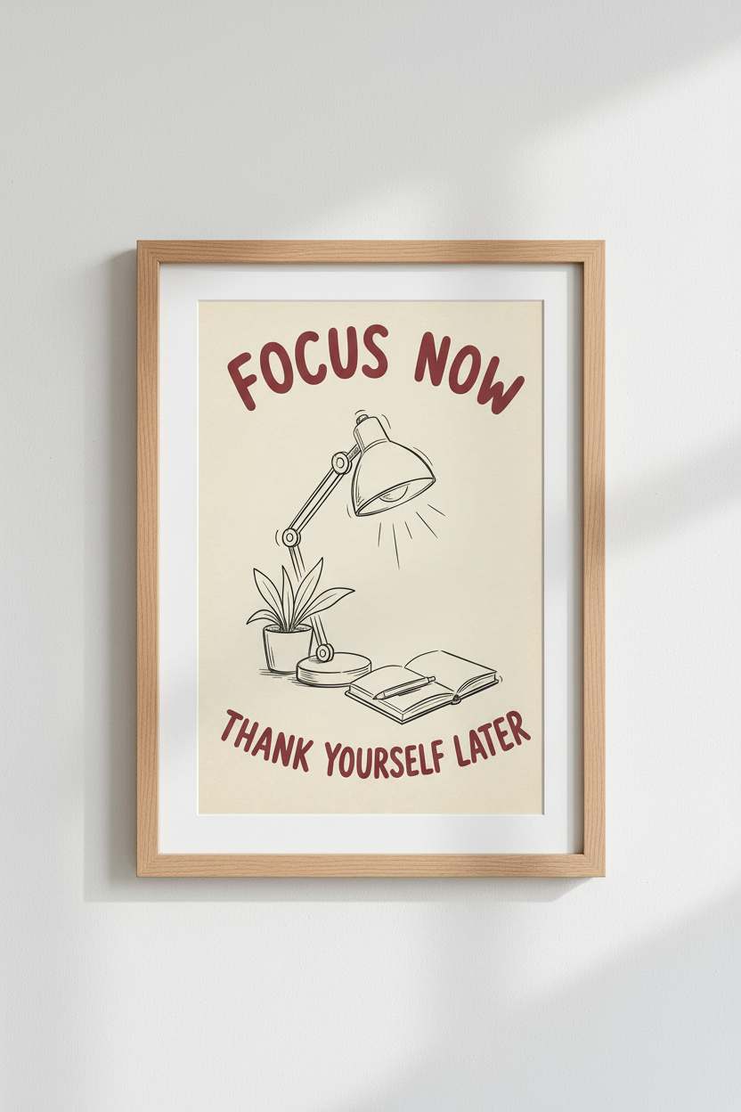 Focus Now Poster | Modern Minimal Wall Art Print, Home Decor
