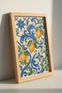 Lemon Mediterranean Tile Wall Art | Coastal Kitchen Decor | Amalfi Citrus Poster