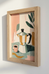 Moka Pot Coffee Wall Art | Sage & Blush Kitchen Decor | Abstract Poster