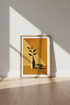 Modern Still Life Vase Print | Mid Century Yellow Abstract, Boho Living Room Art