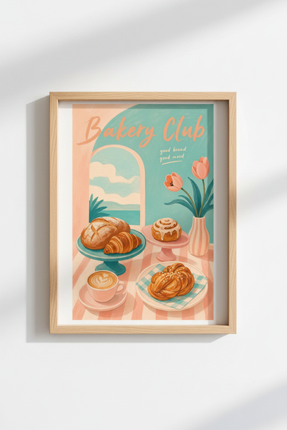 Pastry Kitchen Wall Art | Pastel Bakery Poster, Cute Food Cafe Decor