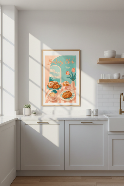 Pastry Kitchen Wall Art | Pastel Bakery Poster, Cute Food Cafe Decor