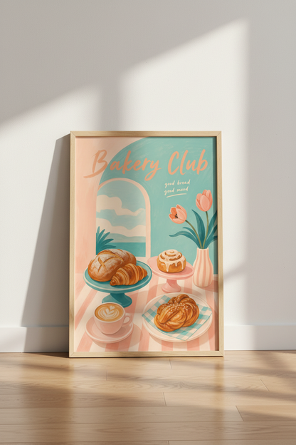 Pastry Kitchen Wall Art | Pastel Bakery Poster, Cute Food Cafe Decor