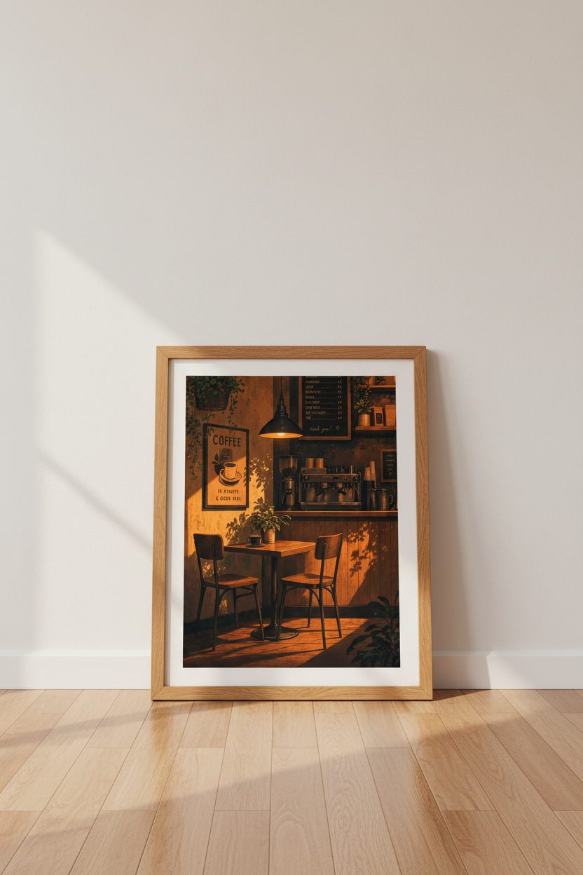 Moody Coffee Shop Wall Art | Rustic Cafe Poster, Dark Academia Kitchen Decor