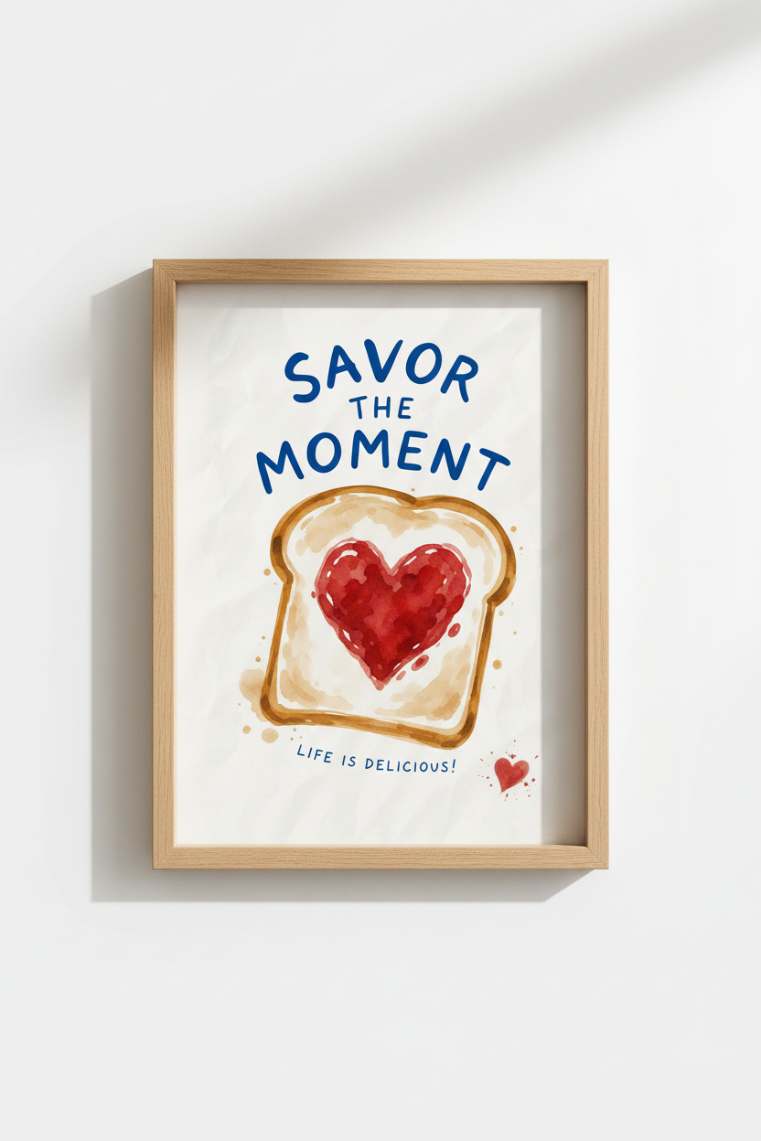 Watercolor Toast Wall Art Print | Kitchen Decor | Whimsical Poster