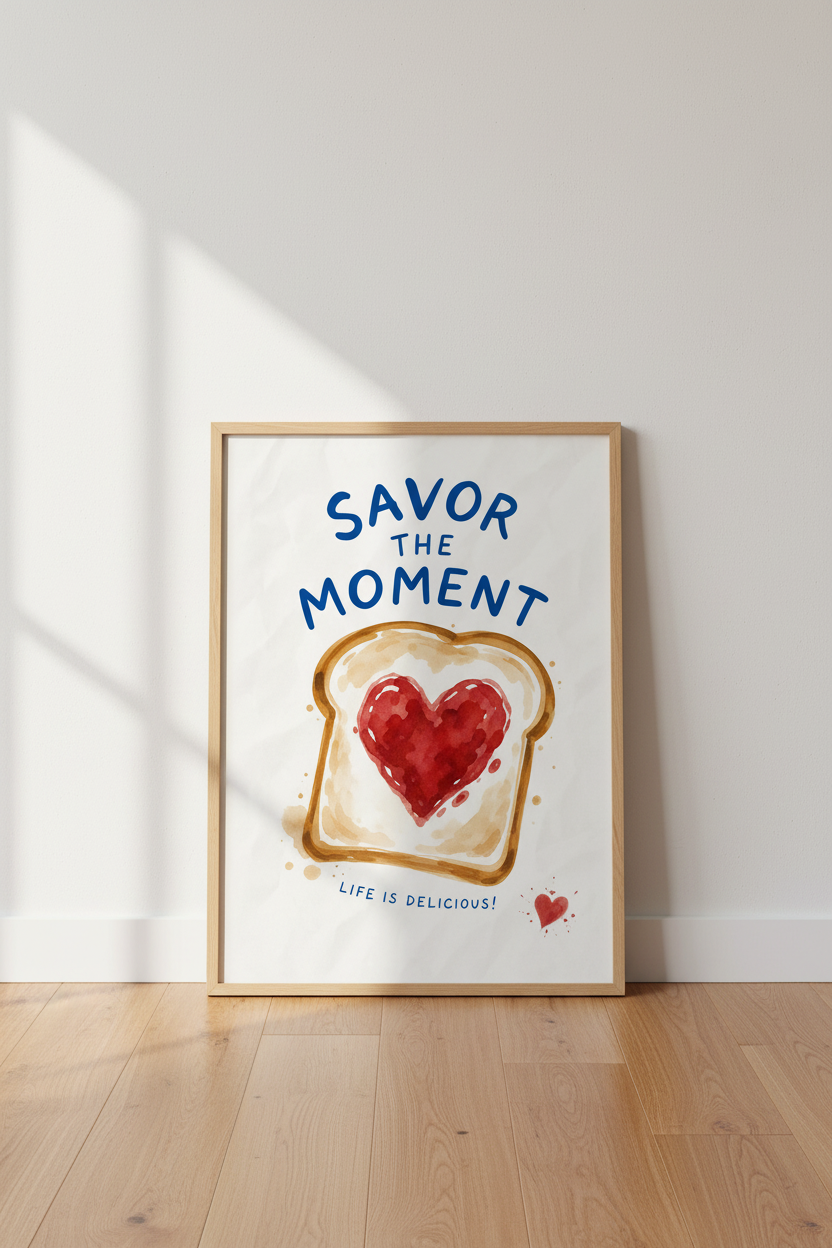 Watercolor Toast Wall Art Print | Kitchen Decor | Whimsical Poster