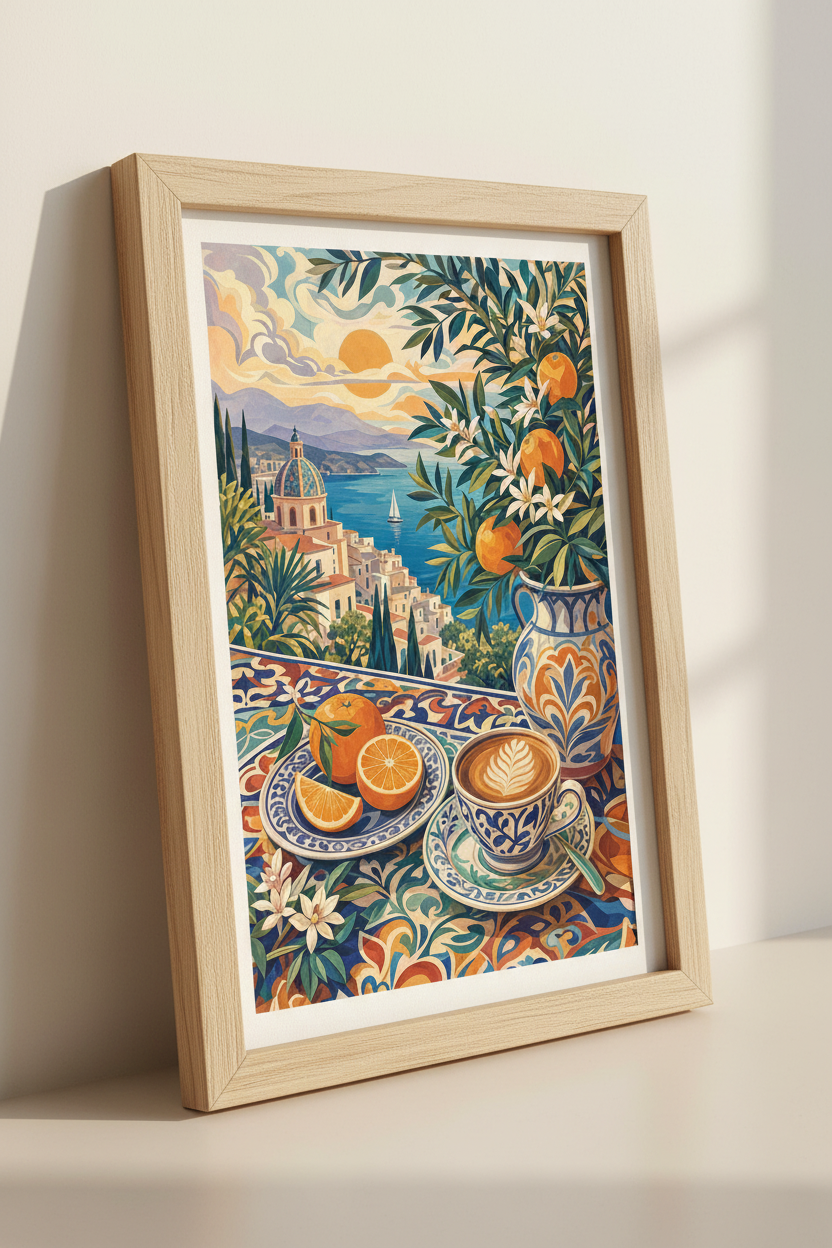 Mediterranean Coast Art | Italian Summer Poster, Kitchen &amp; Dining Wall Decor