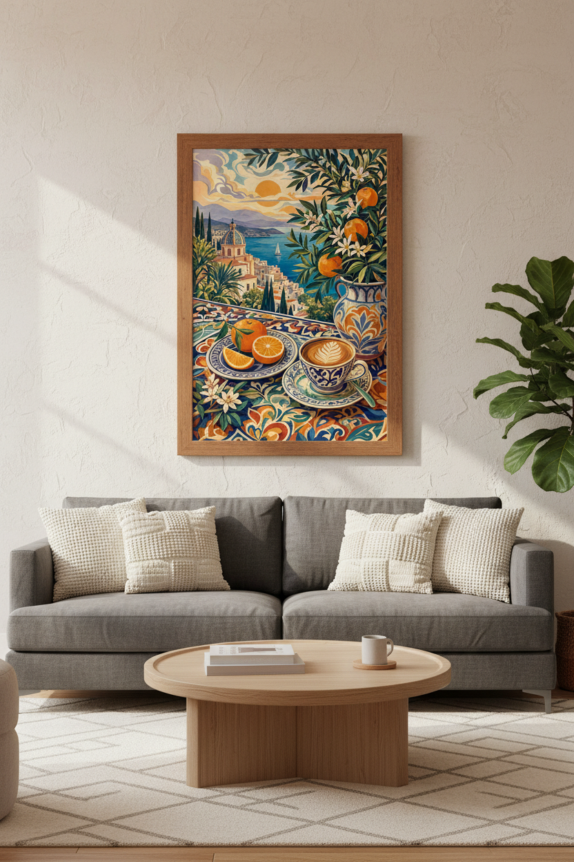 Mediterranean Coast Art | Italian Summer Poster, Kitchen &amp; Dining Wall Decor