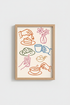 Breakfast wall art | Line-drawn kitchen scene, warm hues | Dining room decor