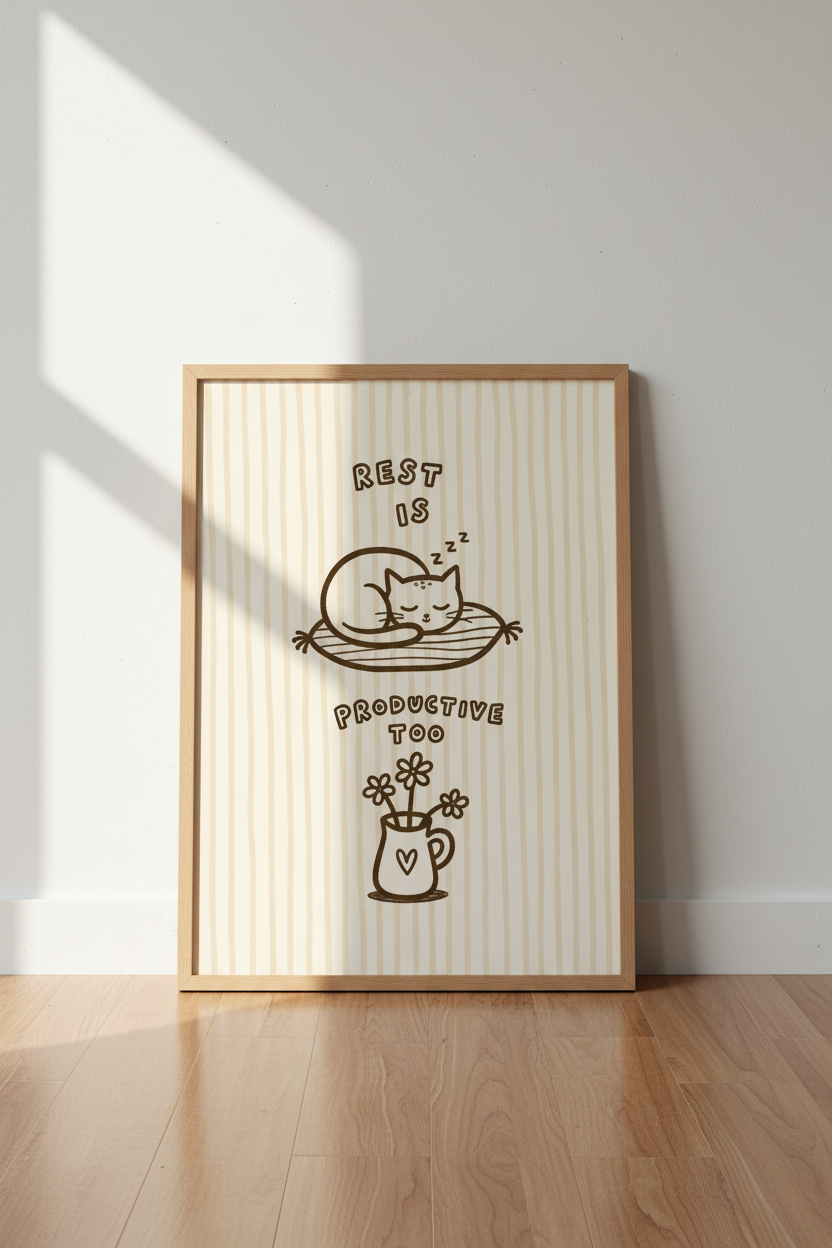 Sketch Cat Wall Art Print | Living Room Decor | Minimalist Poster