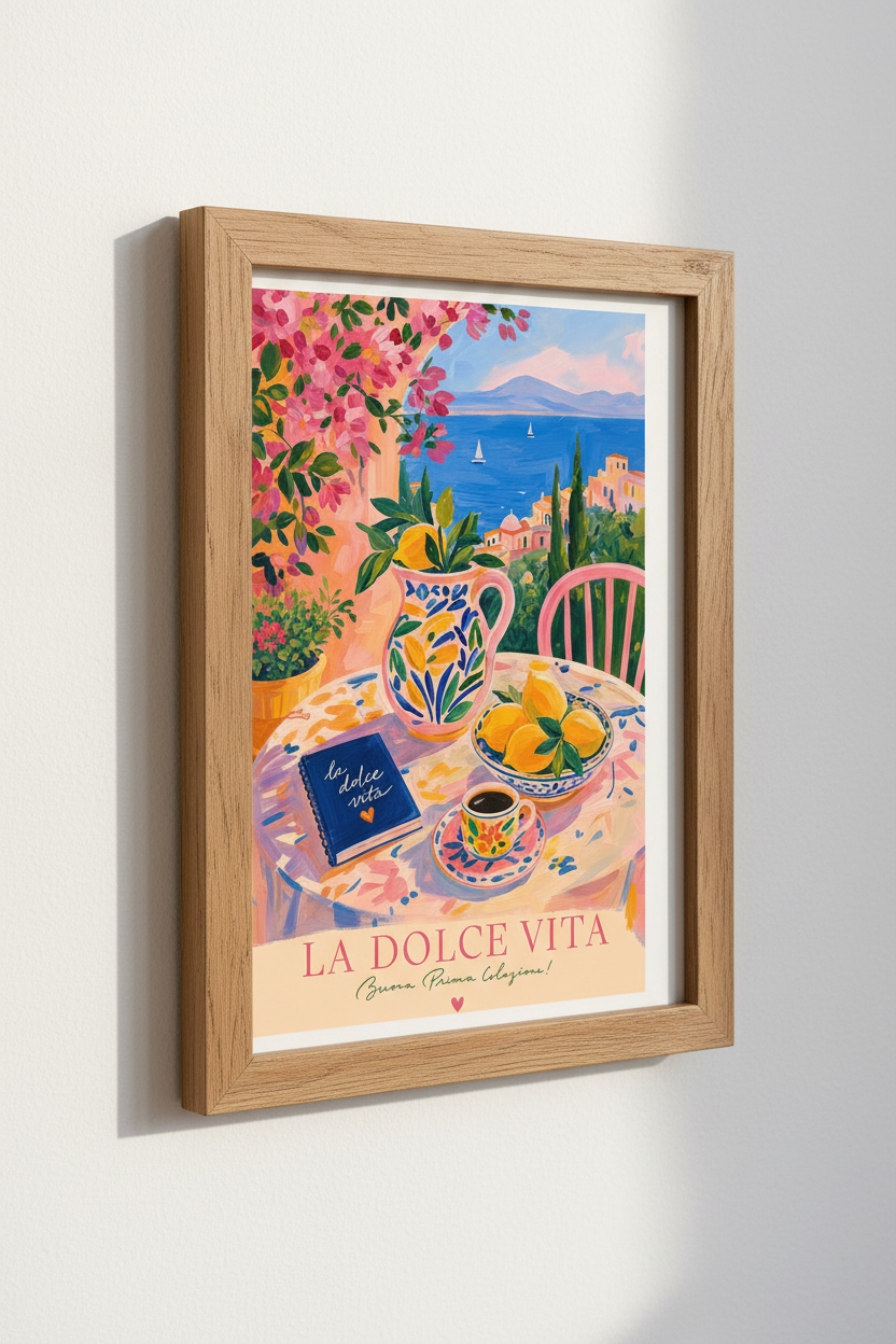 La Dolce Vita Amalfi Coast Art | Italian Lemon Kitchen Decor | Mediterranean Poster