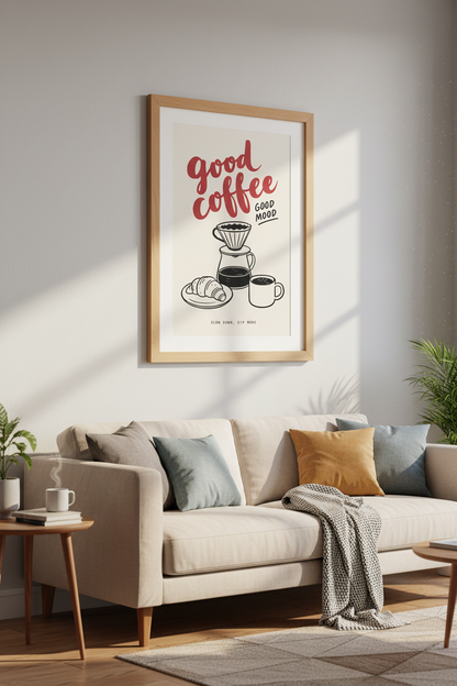 Coffee Wall Art | Bold Red Typography, Kitchen Decor
