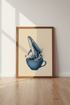 Whale in Teacup Wall Art Print | Coastal Kitchen Decor | Surreal Navy Poster