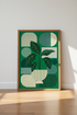 Abstract Botanical Plant Art | Emerald Green Geometric, Mid-Century Modern Wall Art Print