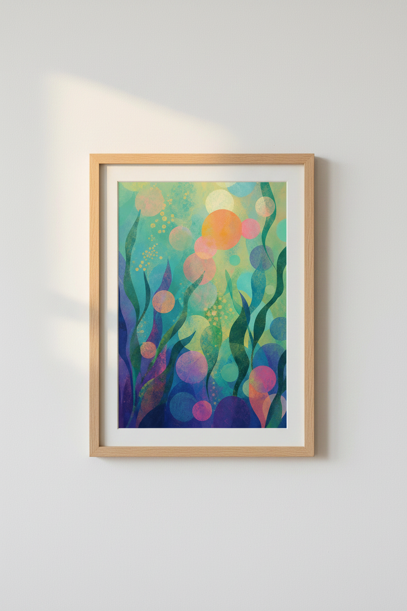 Abstract Ocean Art | Colorful Underwater Hues, Living Room Decor