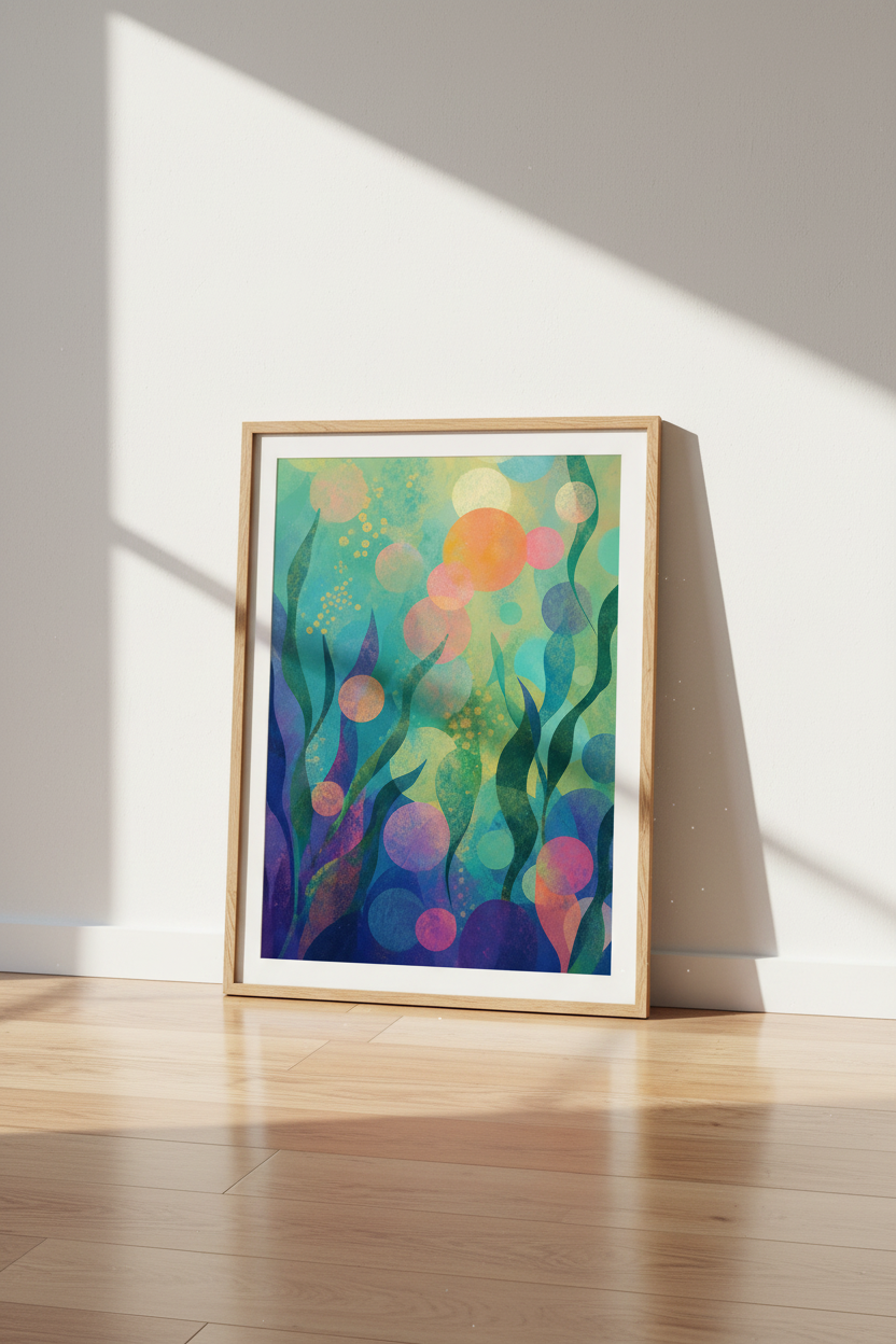 Abstract Ocean Art | Colorful Underwater Hues, Living Room Decor