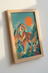 Tiger Jungle Wall Art Print | Modern Folk Animal Poster | Teal Orange Living Room Decor