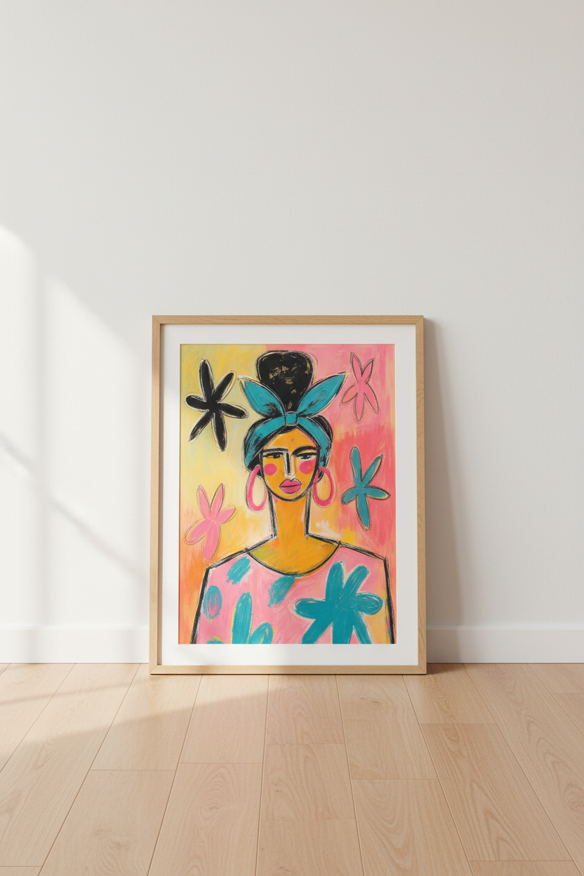 Abstract Portrait Wall Art Print | Living Room Decor | Colorful Poster