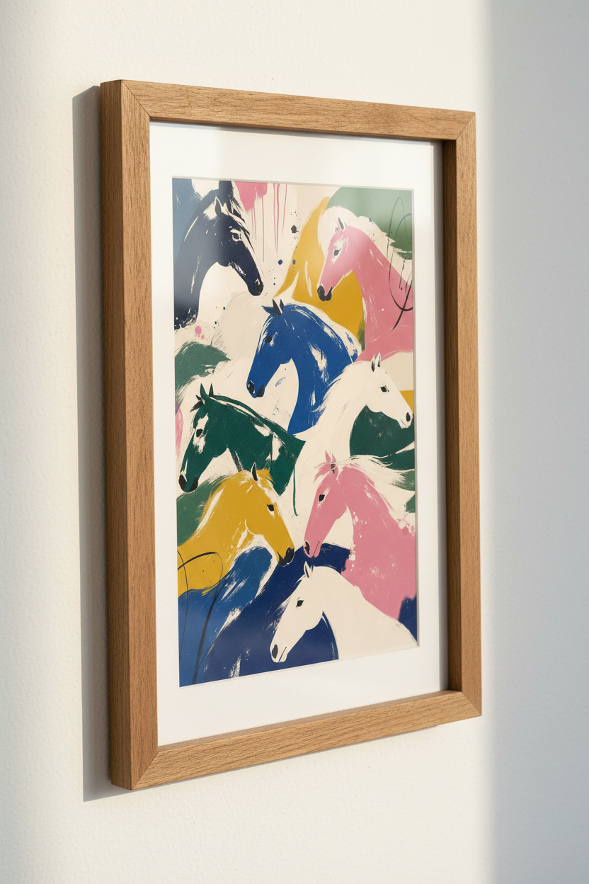 Abstract Horse Herd Wall Art | Colorful Modern Animal Decor | Pop Art Poster