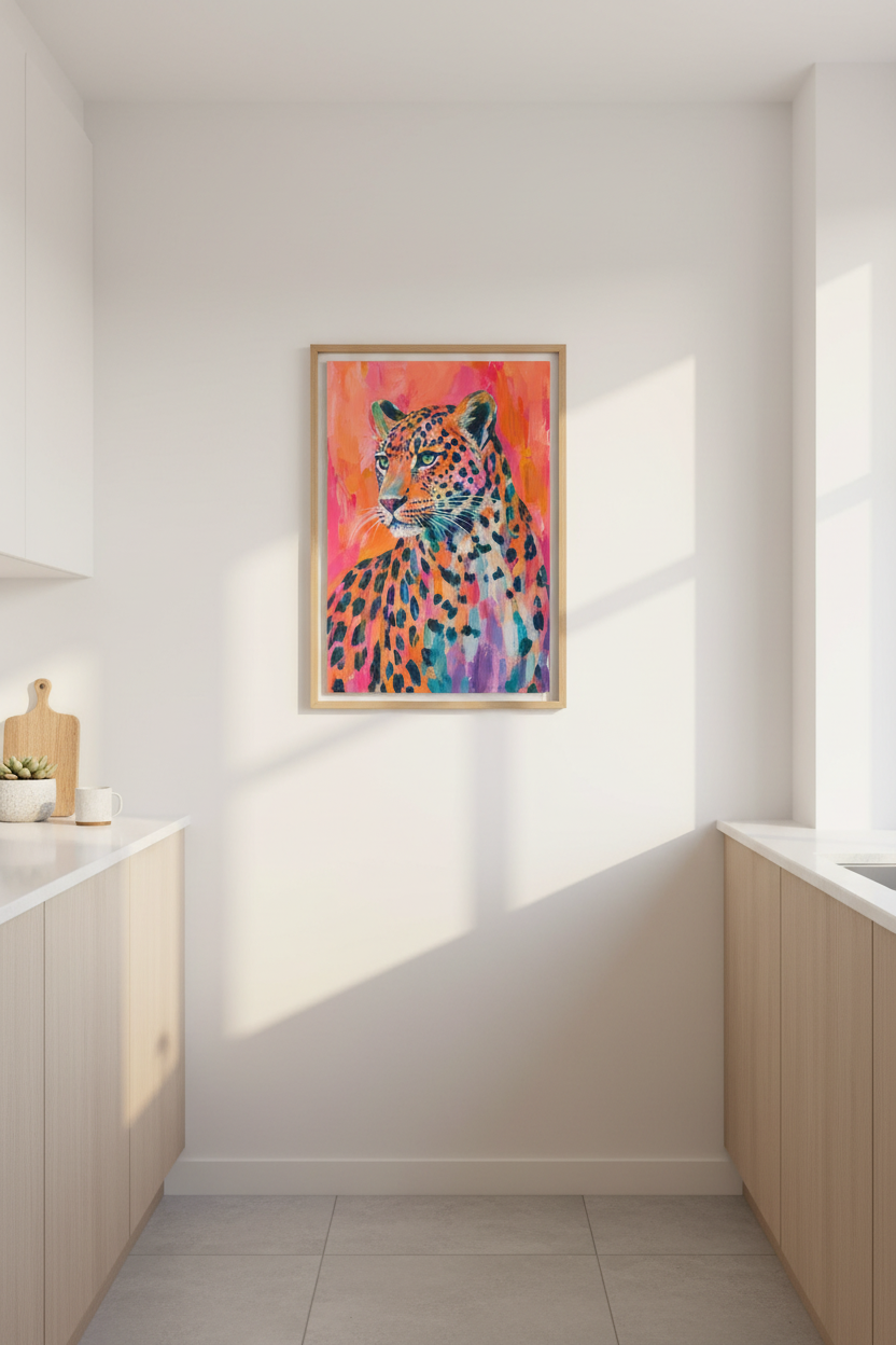 leopard wall art | Bold Palette, Living Room Decor