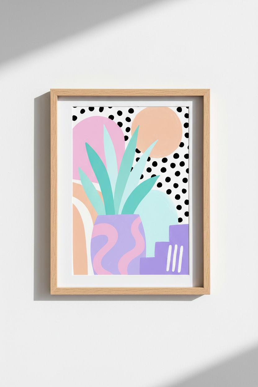 Pastel Memphis Wall Art Print | Abstract Botanical Decor | Modern Aesthetic Poster