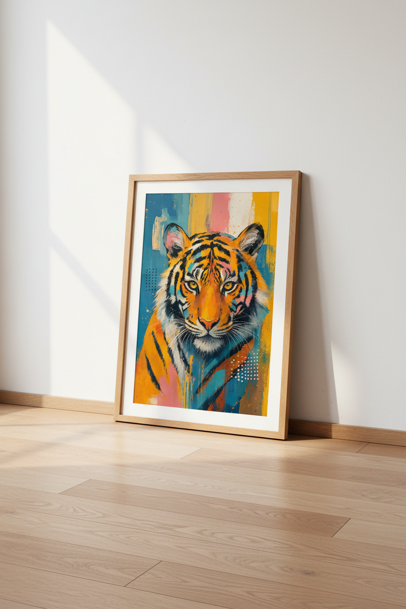 Abstract Tiger Wall Art Print | Colorful Modern Living Room Decor | Pop Art Poster