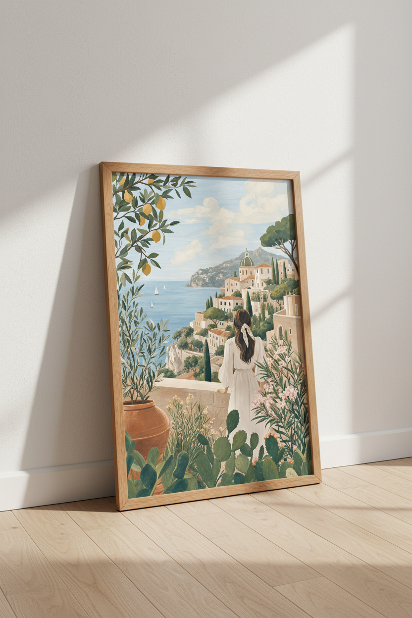Amalfi Coast Italy Print | Mediterranean Coastal Landscape, Summer Home Decor